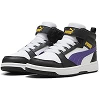 PUMA Puma Rebound V6 Mid AC+ PS, Zapatillas Unisex niños, Puma White Team Violet Puma Black, 32 EU