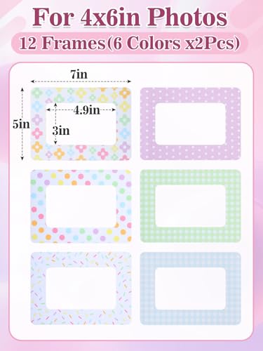 Image of 12Pcs Magnetic Picture Frames for 4 inchx6 inch Photo, Locker Accessories for Girls | 6 Colors, Cute Back to School Gifts, Classroom Decorations Supplies, Refrigerator Decor, Pastel