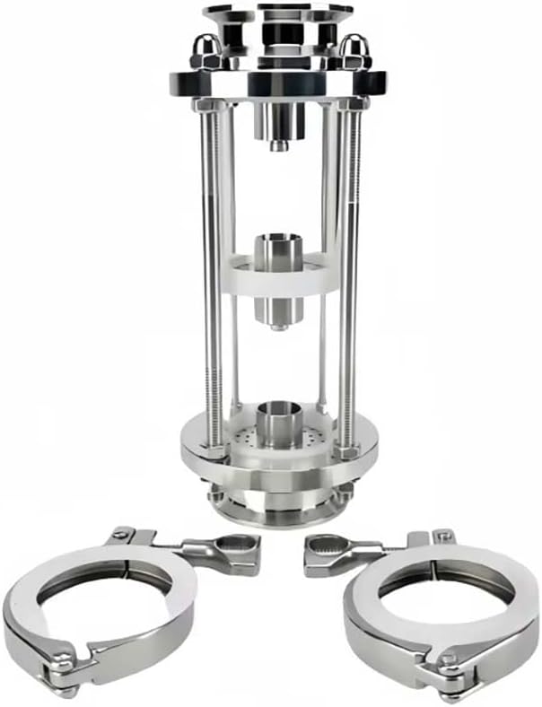 Homebrew Distillation Lens Column - 3 Floors 2inch(64mm OD) Ferrule, SS304 Bubble Plate Sets With Tri-Clamp Sight Glass Union, Stainless Steel & Borosilicate Glass(Set 2)