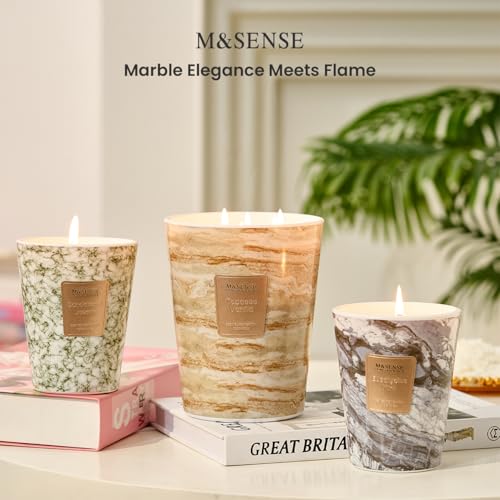 Image of M&SENSE Extra Large Candle 35oz 150H EucalyptusMint Scented Candle, 3 Wick Highly Scented Jar Candle, XL Candles Gift for Stress Relief, Meditation, Yoga