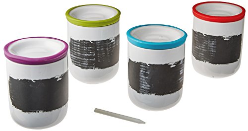 Vikalis Premium Ceramic Mason Jars - Practical & Beautiful Canister Set - 4-Piece Mason Jars - Reusable Chalkboard Vikalis Premium Ceramic Mason Jars - Practical & Beautiful Canister Set - 4-Piece Mason Jars - Reusable Chalkboard