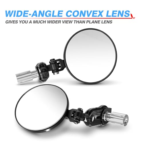 Image of Universal For Bike ROUND Folding Mirror Glass Bar End Rear View Mirrors Motorcycle Handlebar Side View Mirrors for - All motorcycle Comfortable With Bu-ll-et 350