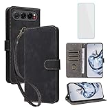 IUQXU Handyhülle für ZTE Nubia Air Hülle mit Panzerglas RFID Stoßfeste Schutzhülle Kartenfach Klapphülle Standfunktion Geldbörse Lederhülle für ZTE NubiaAir Schwarz