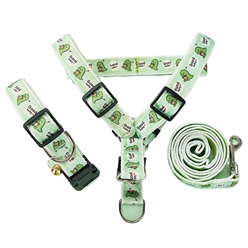 XIANGFAGS Hundeleine Hundegeschirr Weste Leine Atmungsaktives Mesh Pet Produts Adjustbale Nachtlaufleine Hundehalsband for kleine mittelgroße Hunde (Color: Green, Size: Large)