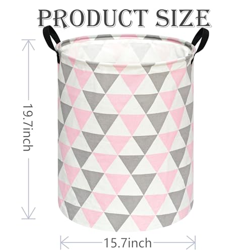 Image of 19.7 inch Round Kids Laundry Basket Gift Baskets Storage Laundry Hamper Baby Toys Nursery Bin with Handles,Storage Basket for Kids Room Bedroom Decor (Triangle)