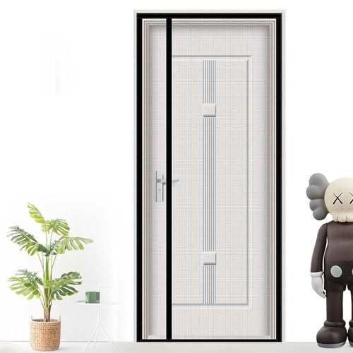 Custom Sizes Magnetic Fly Screen Door, Insect Protection Door No Gap, Keep Bugs Out Mesh Curtain with Powerful Magnets and Full Frame Magic Tape for French Doors/Sliding Doors