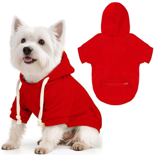 PETCARE Basic Dog Hoodie Sweaters for Small Medium Large Dogs Cats Puppy Clothes Soft Warm Fleece Dog Hoodies Sweatshirt with Small Pockets Fall Winter Chihuahua Dachshund Golden Retriever Outfits by Petcare - Used condition - US$11.06