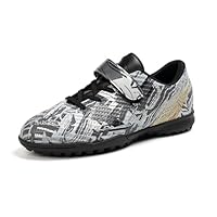 Puvvtyi Kids Football Boots,Anti-Slip Foot Shoes Laceless,Unisex Boys Girls Football Trainers Black