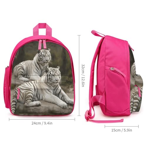 White Tigers Backpack for Men Women, Durable Small Bookbag Lightweight Daypack for Travel, Hiking, Pink-style2