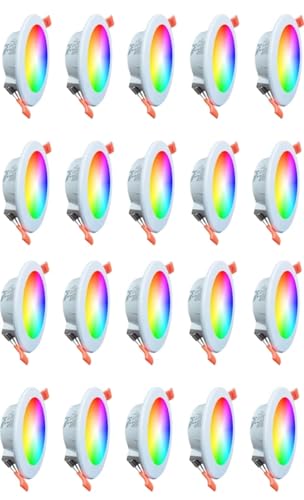 Image of MVL 10 Watt 7 in 1 Multicolour Ceiling Downlight Led Light (Red /Pink /Blue /Yellow /Violet /Green /Sky Blue /White) Pack of 20