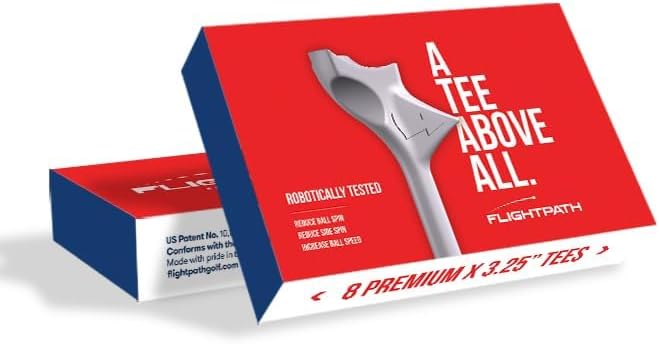 FLIGHTPATH Premium Golf Tees - Durable Plastic Golf Tees Designed to Enhance Golf Shot Distance & Precision - Robotically Tested to Reduce Ball Spin - USGA Approved Golf Equipment