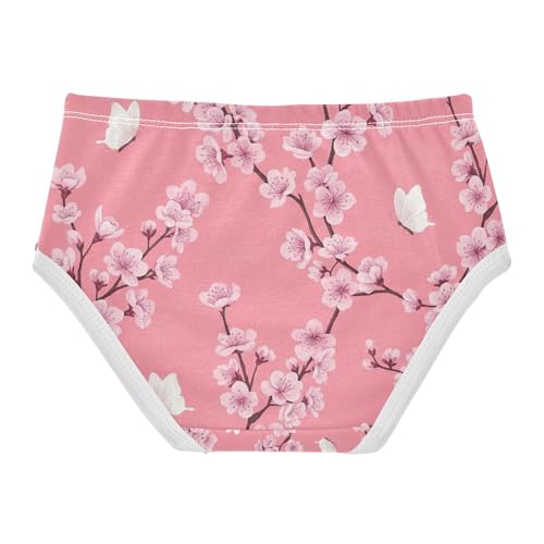 Toddler Briefs, Cherry Blossom Butterflies Girls Cotton Underwear, 2–8 Years2