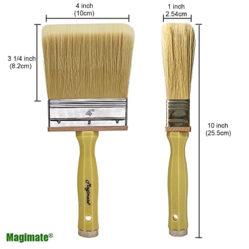 4 Inch Wide Paint Brush Soft Thick Household Bristle Utility Staining Brushes For Deck Railing Fence Siding Interior Exterior Painting, Dusting, Masonry, Wood Stain Block Brush By Magimate #TOP1