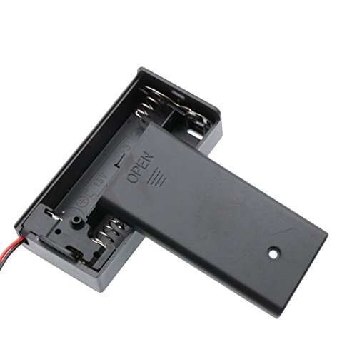 Waykino 8PCS 2 X 1.5V AA Battery Case Holder Storage Plastic Box Battery Spring Clip Black Red Wire Leads ON/Off Switch with Cover(8pcs 2AA)