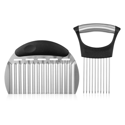 COMNICO 2 Stück große Wellenschneider Pommes Frites Schneiders gewellter Zerkleinerer Pommes Frites Schneiders Edelstahlklinge Schneide und Hackwerkzeuge mit Griff für Karotten und Gemüse COMNICO 2 Stück große Wellenschneider Pommes Frites Schneiders gewellter Zerkleinerer Pommes Frites Schneiders Edelstahlklinge Schneide und Hackwerkzeuge mit Griff für Karotten und Gemüse
