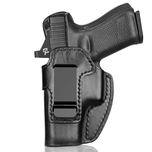Premium Leather IWB Holster for Glock 17/19/19X/47 Gen 3-5, Glock 22/23/31/32 Gen 3-4, Glock 44/45, Optic Cut Concealed Carry Holster, Left-Hand Inside Waistband Holster, Stealth Black Color, Left