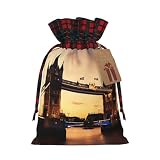 Borsa natalizia con stampa "I Love London", 11,9 x 17,5 cm, chiusura a coulisse, per Natale, anniversari, compleanni, può contenere regali