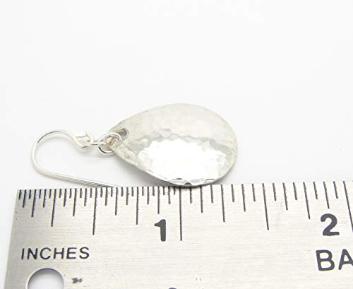 Small 1 1/4 Inch Long 925 Silver Handmade Teardrop Earrings In Hammered Finish #TOP4
