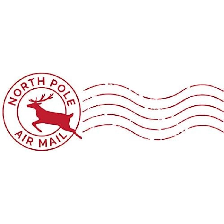 North Pole Self Inking Stamp/Santa Stamp / 13/16 x 2 3/16 Reindeer Rubber Impression/Red Ink Christmas Letter Stamp Imprint/Air Mail Winter Holiday Envelope Stamp