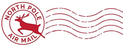 North Pole Self Inking Stamp/Santa Stamp / 13/16" x 2 3/16" Reindeer Rubber Stamp/Red Ink Christmas Letter Stamp Imprint/Air Mail Winter Holiday Envelope Stamp