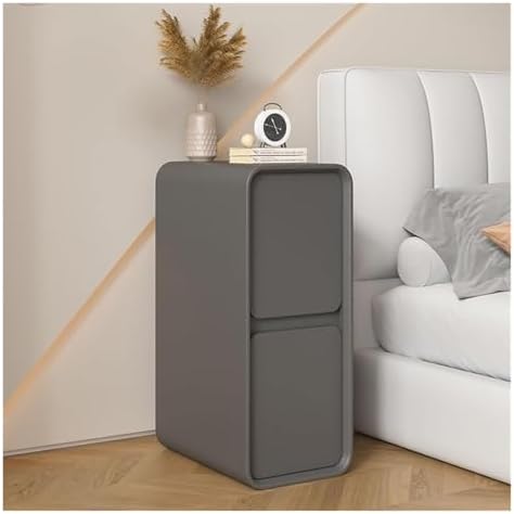 Modern Wood Nightstand with 2 Drawers - Space-Saving Bedside Table for Bedroom, Living Room, or Any Space - Stylish Narrow End Table for Small Rooms