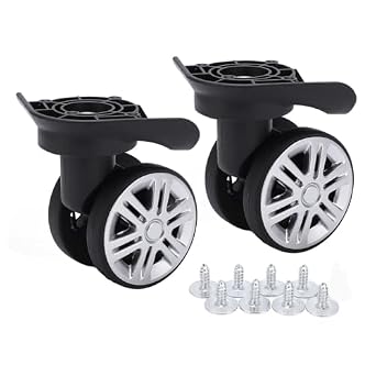 Luggage Wheels, Silent Replacement Suitcase Wheels with 8 Screws Double Row Design for Travelers Business Professionals Daily Commuting Travel Work Home use