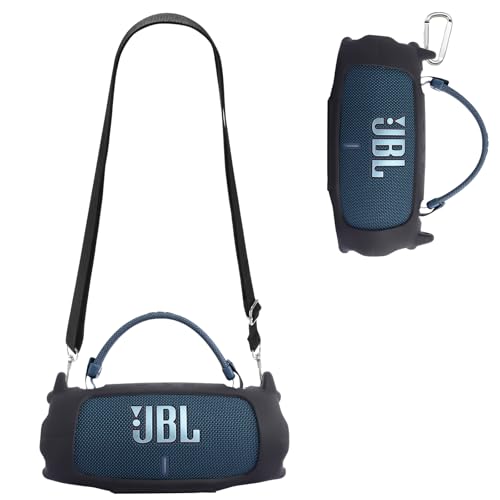 For JBL CHARGE 6 �u���[�g�D�[�X�T�E���h �P�[�X �V���R�� �ی�{�b�N�X �����ی� �V���R���P�[�X ���s�L�����[�P�[�X �V�����_�[�X�g���b�v�ƃ��^���t�b�N�t��(�u���b�N)