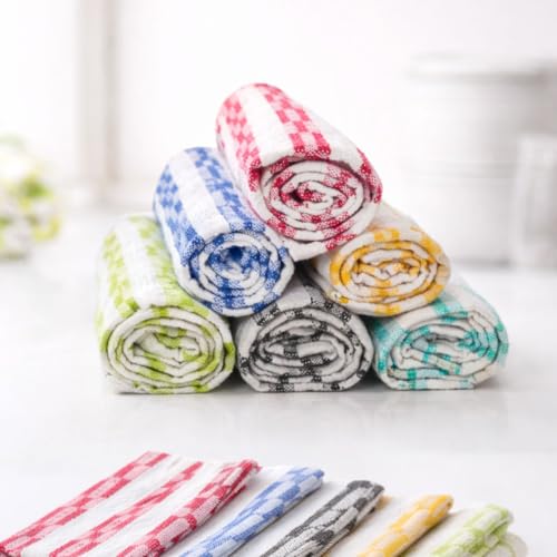Image of 5 Pcs Dishcloths | 12x16 Inches | Bulk Cotton Kitchen Cleaning Dish Cloths | Scrubbing Wash Cloth Sets | Multipurpose Cloth | 100% Cotton. (Multicolor, Set of 5)