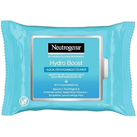 Neutrogena Hydro Boost Abschminktücher, Aqua Reinigungstücher mit Hyaluron, Make-Up Entferner, 6 x 25 Stück Cover