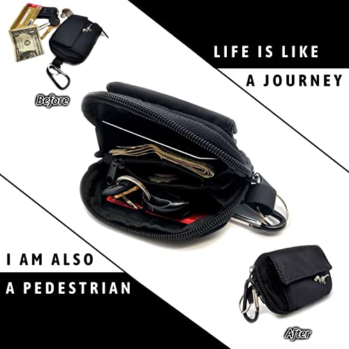 EDC Coin Pouch for Men with Panda Keychain Hooks Waterproof Nylon Zipper Wallet with Side Pocket Dinosaur Pin For Boy4