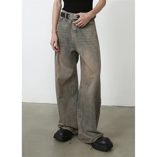 Men's Loose Vintage Draping Straight Jeans, Men's Casual Street Style Denim Pants with Pockets Men and Women4