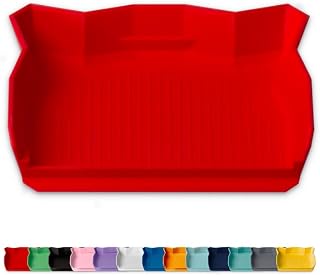 Glassboard Studio CraftCatcher (Set of 3) Craft Cleanup & Sorting Tray – Edge-Scoop Workspace Organizer for Sweeping Scraps, Beads & Diamond Painting – Cherry Red