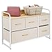 mDesign Wide Dresser Chest with 5 Removable Fabric Drawers - Furniture Storage Unit with Steel Frame and Wood Top for Bedroom, Office, Home Organization - Cream/White