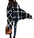 FLASH SALE - Pretty Simple Plaid Button Blanket Scarf Shawl Women's Wrap (Navy Blue)