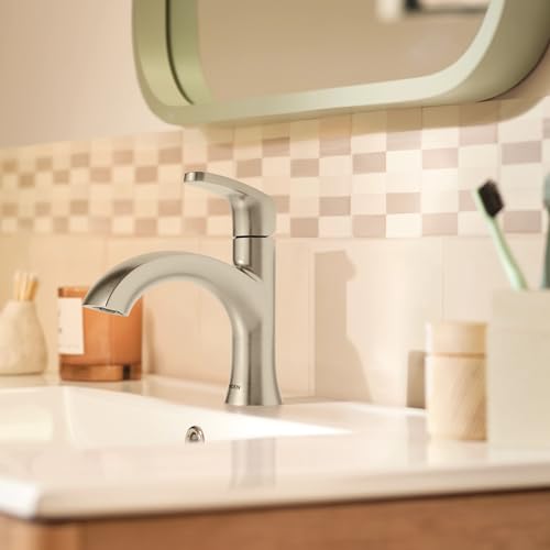 Moen Karis Spot Resist Brushed Nickel One-Handle Single Hole Bathroom Sink Faucet with Optional Deck Plate, 84346SRN by Moen - Image 9