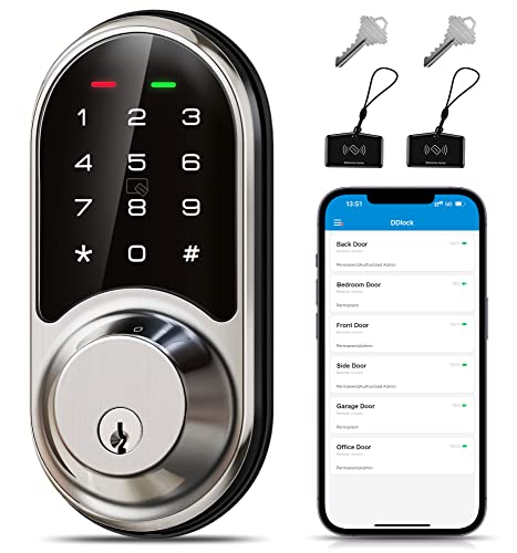Veise Smart Lock, Keyless Entry Door Lock, Smart Locks for Front Door with App Control, Electronic Digital Lock with Touchscreen Keypad Set, Smart Deadbolt, Auto Lock, Easy Installation, Satin Nickel Veise Smart Lock, Keyless Entry Door Lock, Smart Locks for Front Door with App Control, Electronic Digital Lock with Touchscreen Keypad Set, Smart Deadbolt, Auto Lock, Easy Installation, Satin Nickel
