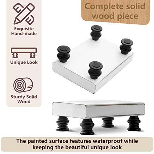 Fangsun Wood Risers For Display, Farmhouse Wood Pedestal Stand For Decor, Rustic Wooden Riser For Kitchen & Bathroom Counter Decor, Home Decorations, Display Tray For Soap, Sink Decor, Plant Holder, White & Black #TOP4