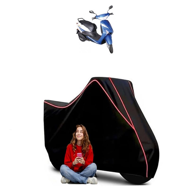 Image of xplor Scooty Bike Cover Water Resistant Outdoor Use Universal Fit Scooters Motorcycles Heavy Duty UV Protection Dust Rain Scratch Resistant Elastic Bottom Black Blue Piping