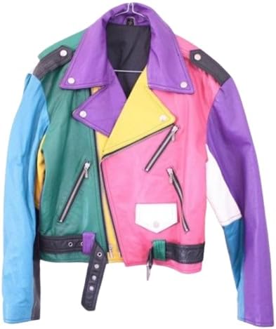 Rainbow Colorful Motorcycle Jacket, Faux Leather Jacket for Men & Women, Leather Motorcycle Biker Jacket