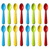 Picture of Plaskidy Plastic Toddler Spoons - Set of 16 Kids Spoons BPA Free/Dishwasher Safe Toddler Utensils Set Brightly Colored Kid Spoons Flatware Set Great for Kids and Toddlers Spoon