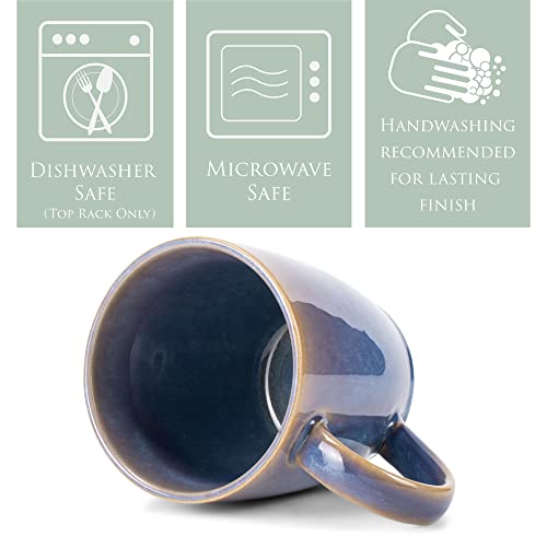 Elanze Designs Reactive Glaze 17 Ounce Ceramic Curved Body Mugs Set Of 4, Ocean Sunrise #TOP3