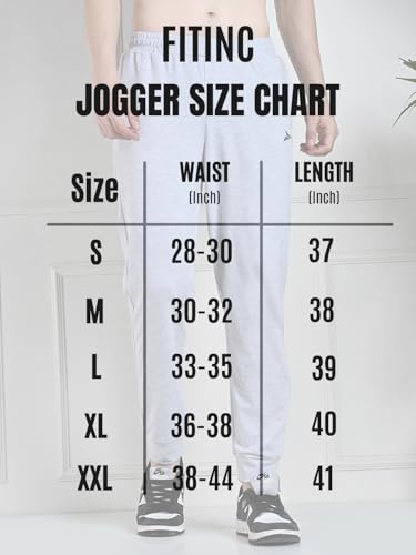 Image of FITINC Soft Cotton Joggers for Men | Regular Fit Summer Jogger for Gym, Running, Walking, Training with Zipper Pockets & Cuffed Ankles for Casual Outings
