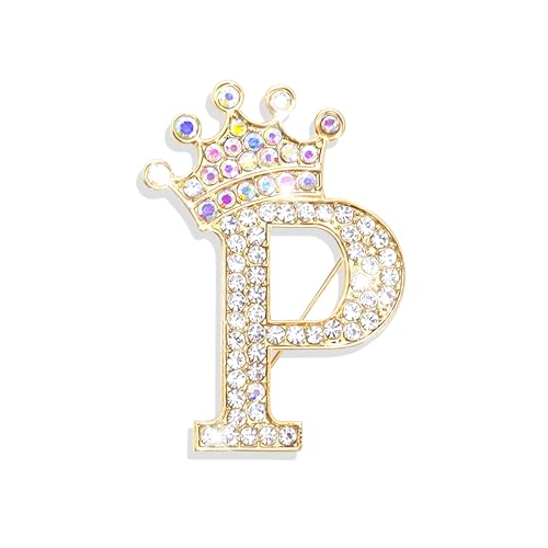 Image of Brooches and Pins for Women A-Z Letter Rhinestone Brooch Pin Jewelry Gifts