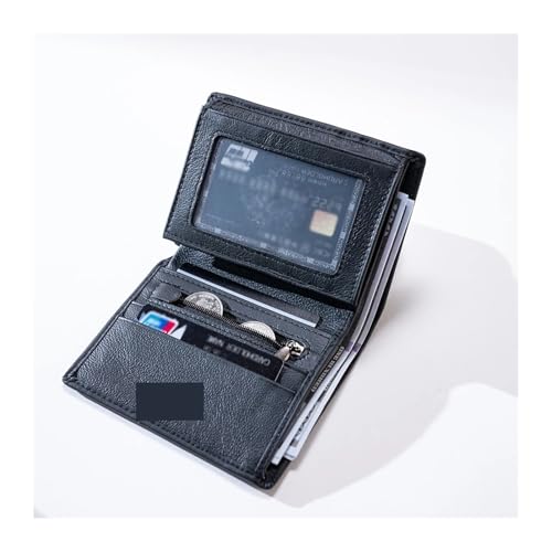 wallet Leather Wallets Men Coin Purse Vintage Vertical Short Credit Card Holder Money Bag Men's Wallet Portable(C556 black)3