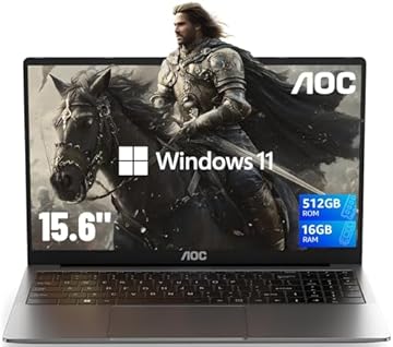 AOC 2025 AX15 Laptop Computer, 15.6-inch FHD Screen, Work Laptops with N97 Processor(Up to 3.6GHz) 16GB RAM, 512GB SSD, Windows 11 Laptop Computer, Light&Thin, Metal Shell, Webcam, Type-C, USB3.2