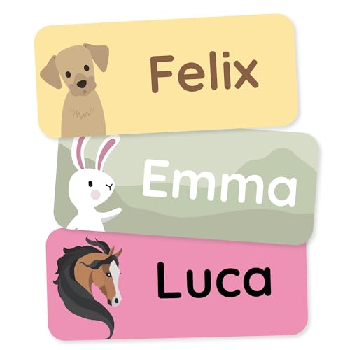 Personalized Name Labels for Kids (180) – Custom Waterproof & Durable Stickers for Clothing, Daycare, Office & School Supplies - Farm Animals & Pets