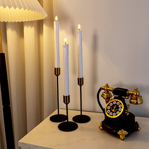 Image of Homemory 48 Pcs Plastic Flameless Taper Candles with Remote Timer Dimmer, Taper Candles Battery Operated with Flickering Light, White Led Candlesticks for Wedding Party Holiday Decoration 9.6 Inches