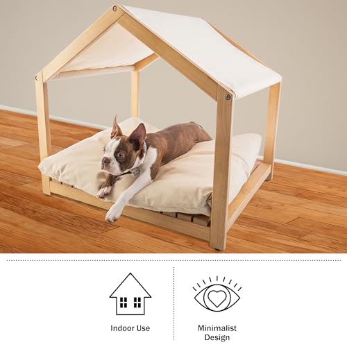 Dog House - 30x24-Inch Indoor Dog House with Soft Cushion and Adjustable Canopy - Wood Dog Furniture for Small to Medium Pets up to 70lbs by PETMAKER - Image 6