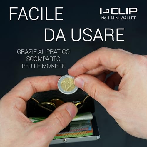 I-CLIP Original Wallet with very flexible Key- & Coinpouch - Leather Wallet - Wallet with Moneyclip - Slim Wallet - Silver Black3