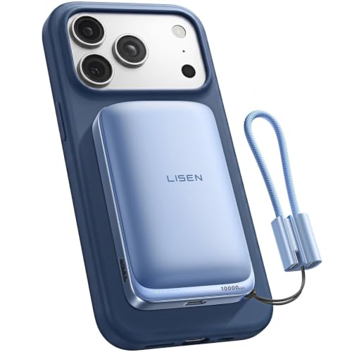 LISEN Qi2.2 25W Magnetic Power Bank, 65W USB-C Fast Charging, 10000mAh